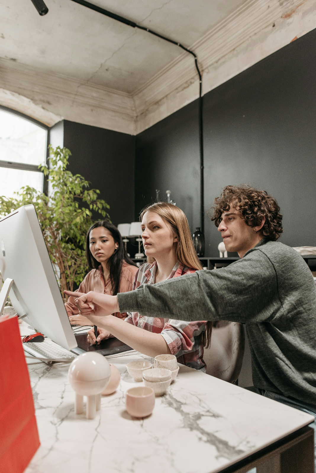 Team working on computer