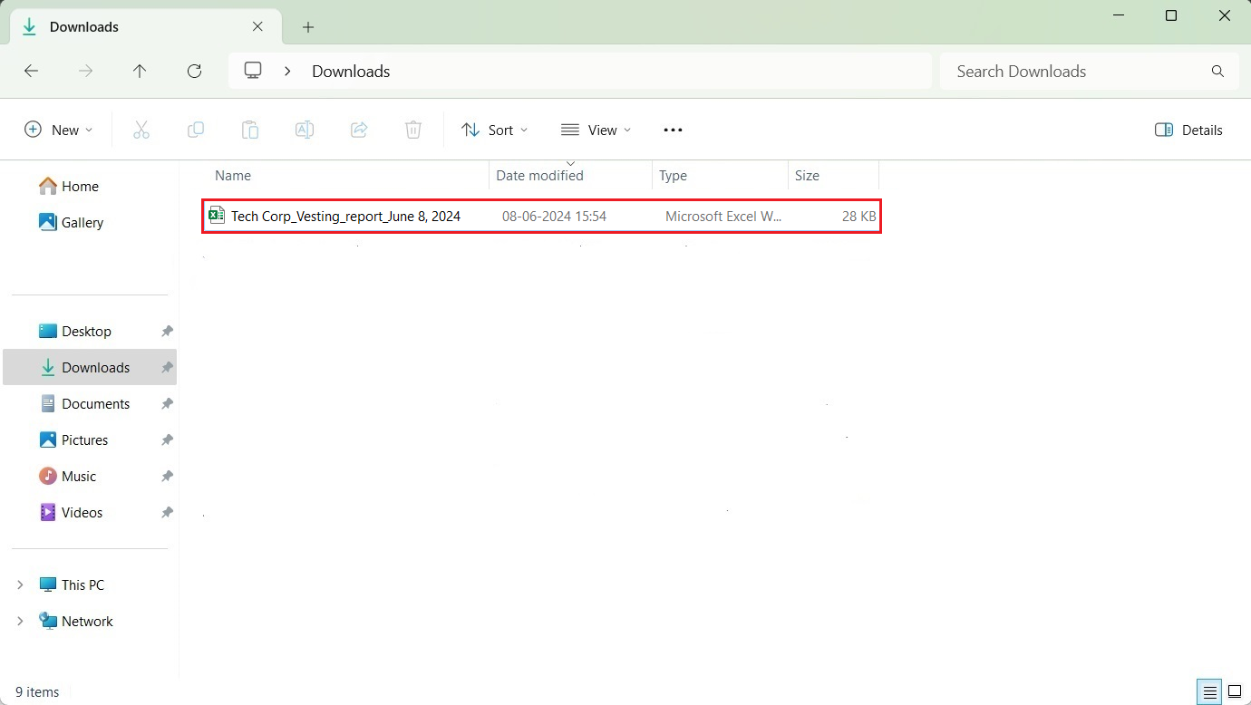 Downloaded report 