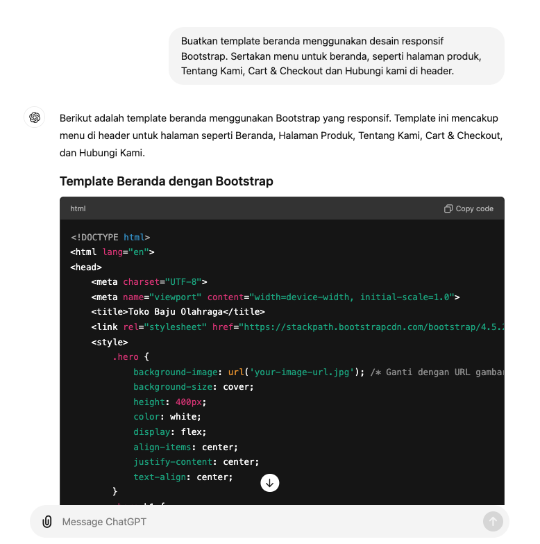 Membuat website dengan ChatGPT