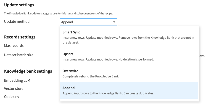 knowledge bank settings Dataiku