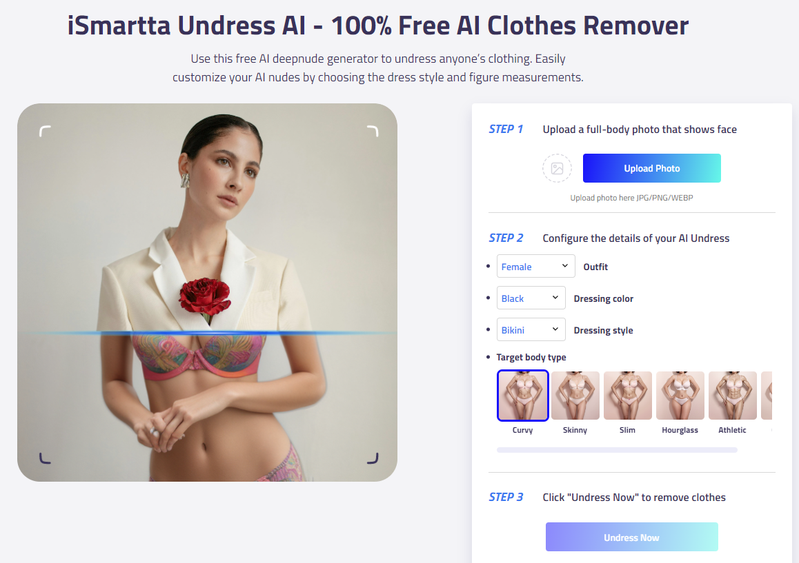 iSmartta Undress AI: 100% Free Undress App with Customizable Style