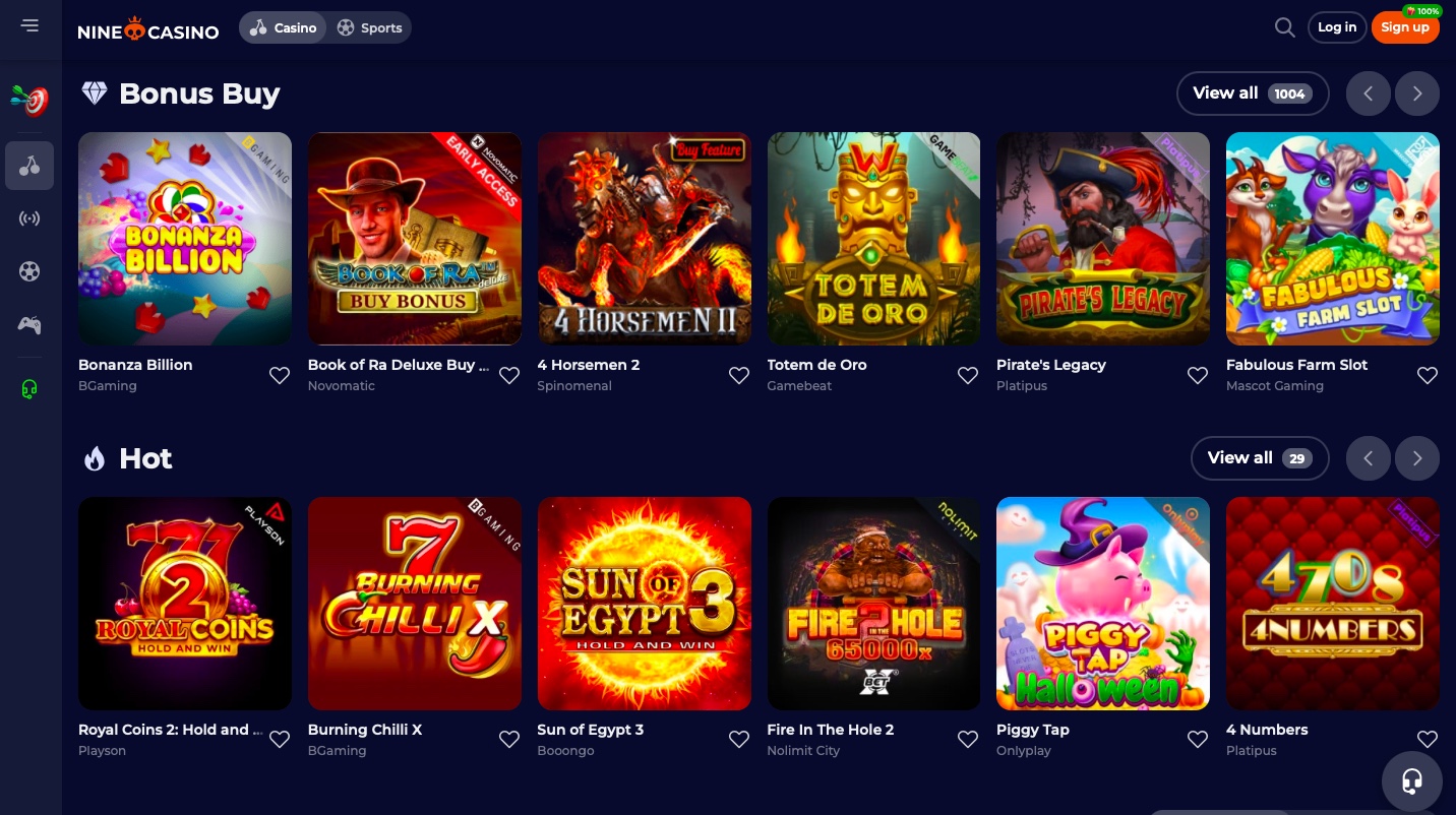 Nine casino games options 