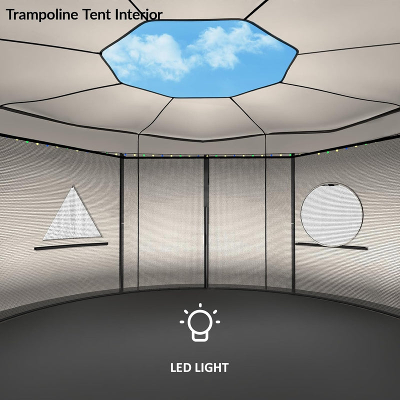 Trampoline tent on a round trampoline
