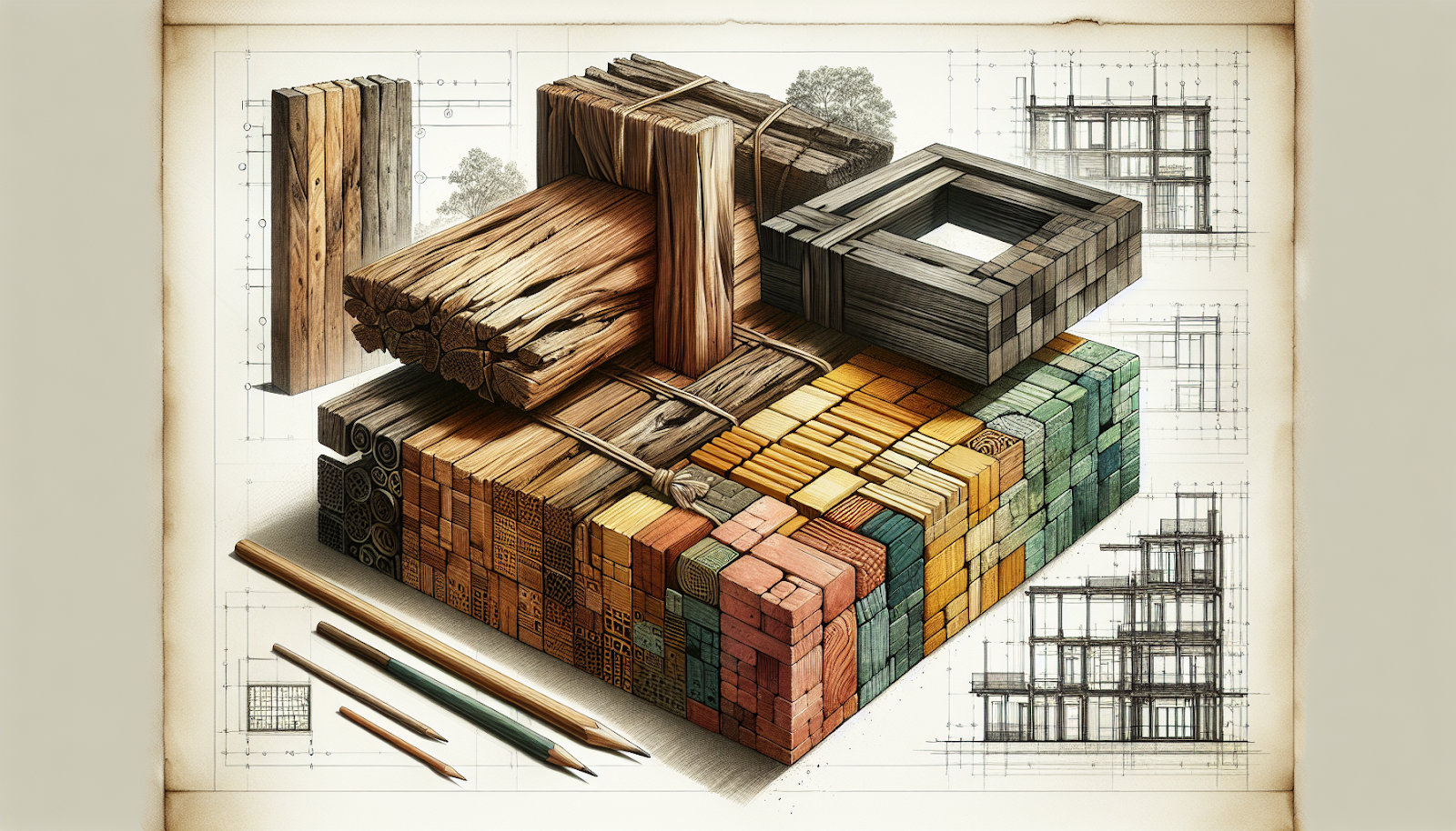 Illustration of sustainable building materials