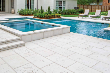 the complete guide to pool decks rectangular paver deck with raised hot tub custom built michigan