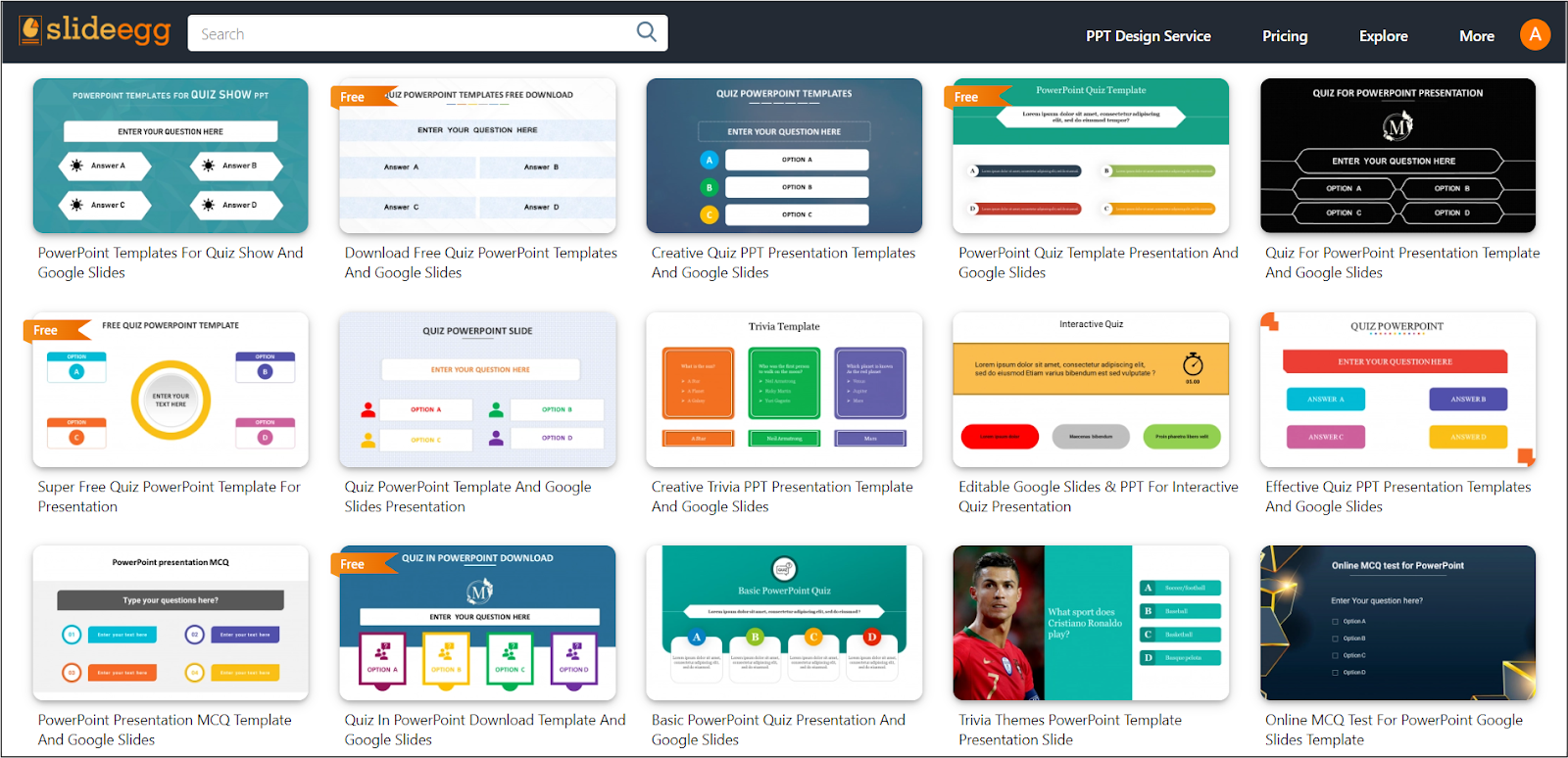 SlideEgg's premade collection of quiz presentation templates.