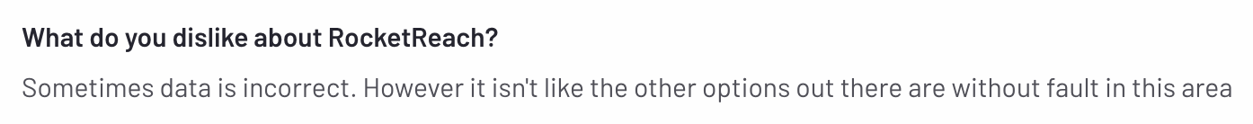 User review about RocketReach's incorrect data