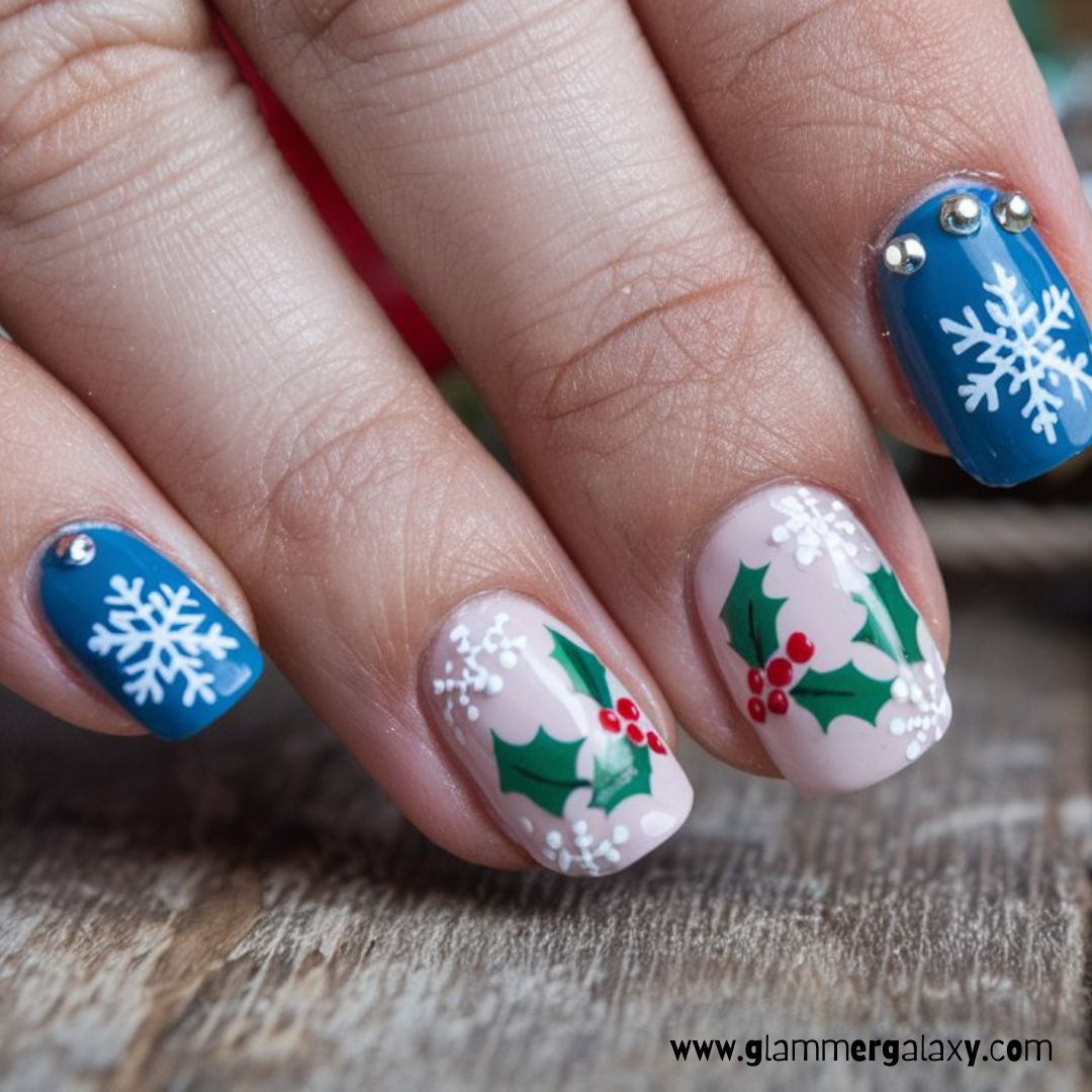 Cute Winter Nails having Seasonal Accents
