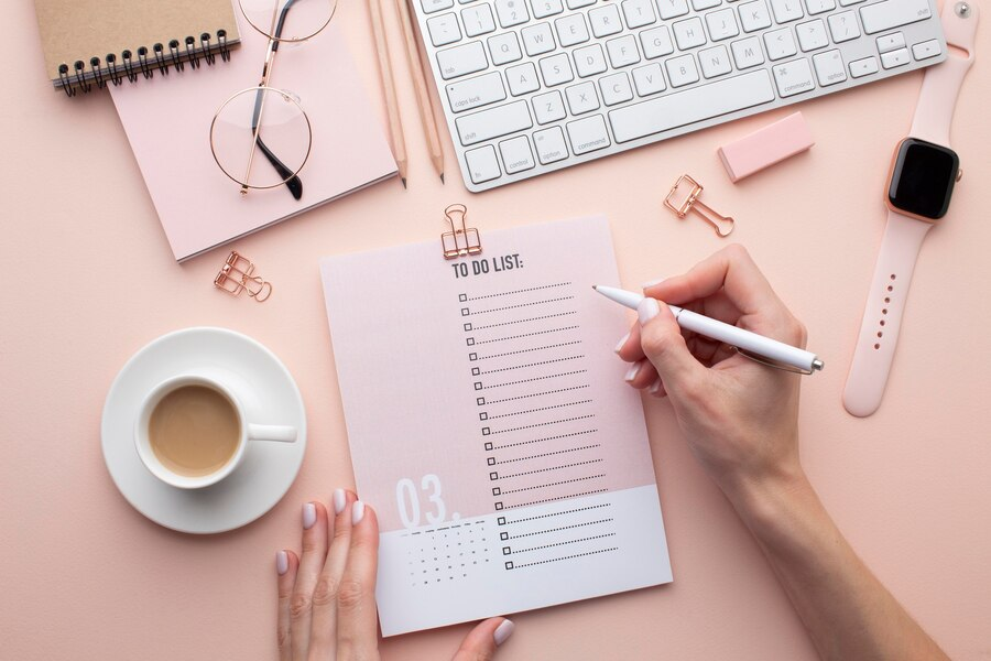 A pink themed to-do list