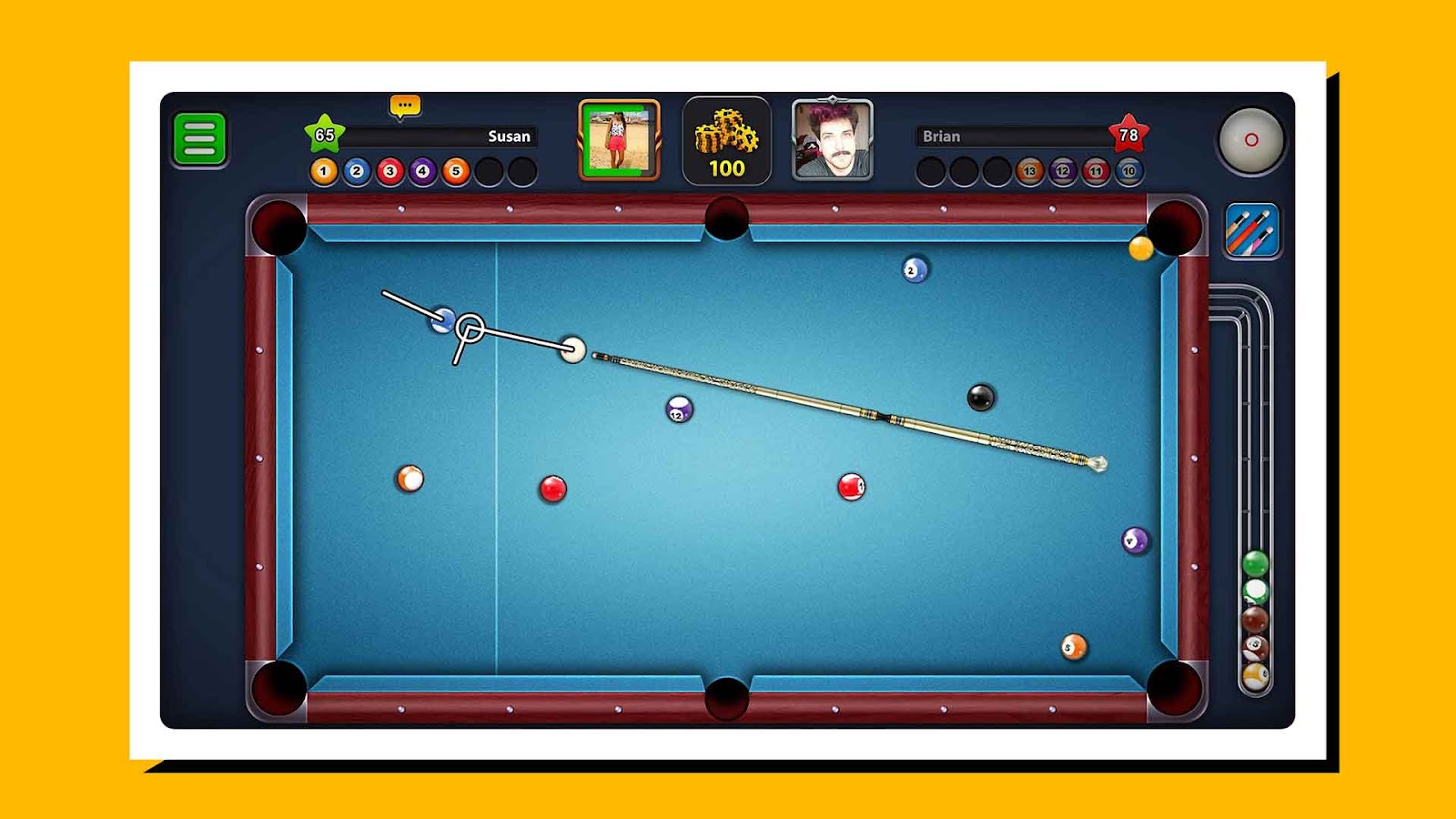 Screenshot of gameplay from 8 Ball Pool