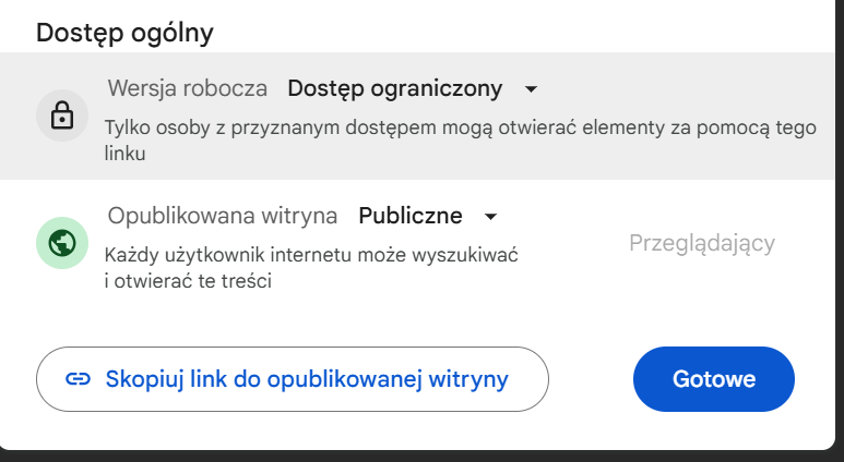 Tworzenie witryny z Google Sites. Dostęp do strony