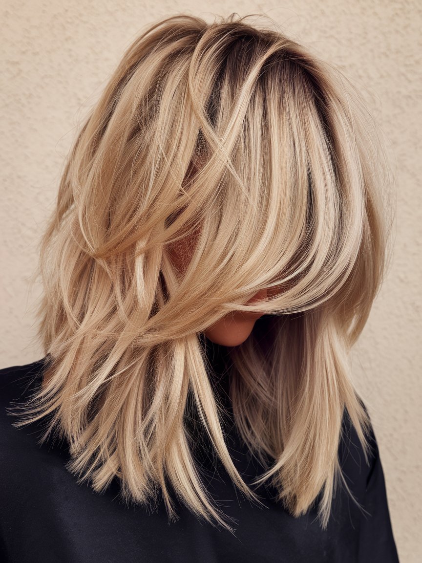 45. Sandy Blonde Lob with Layers