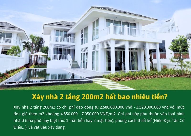 Xây nhà 2 tầng 200m2 hết bao nhiêu tiền Xây dựng Nhất Tín