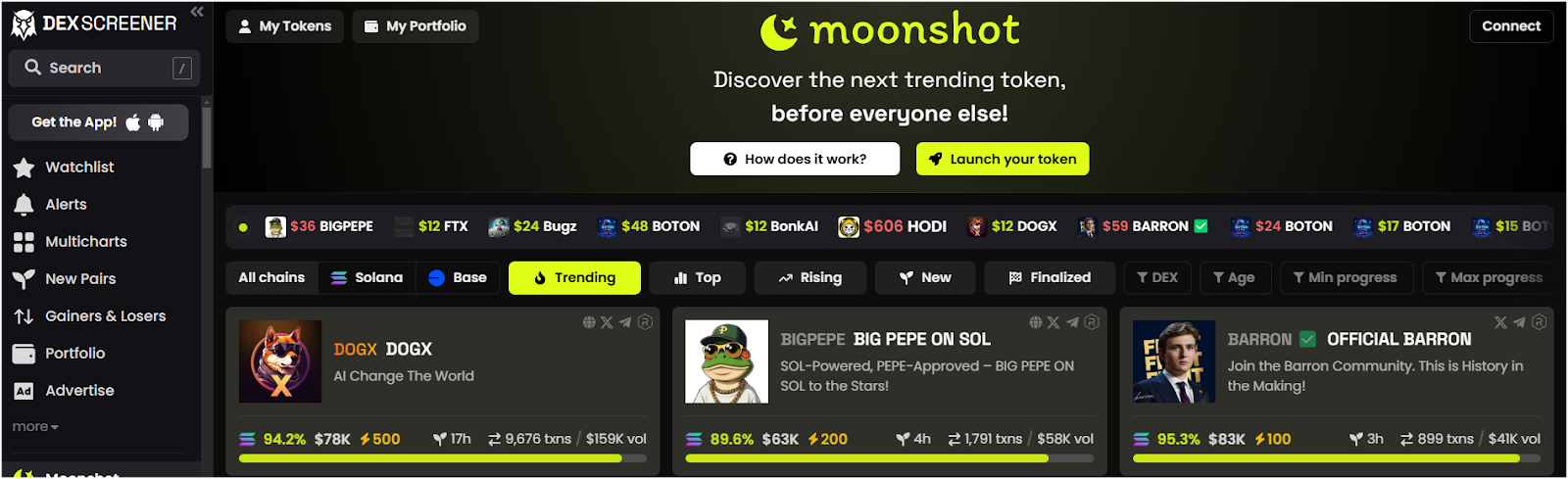 Moonshot by Dexscreener