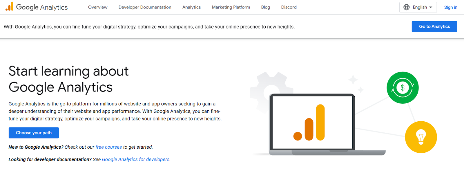 google analytics screenshot homepage