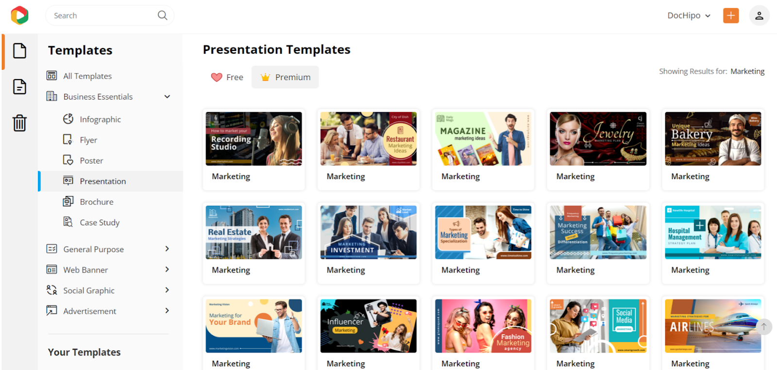 DocHipo marketing presentation templates