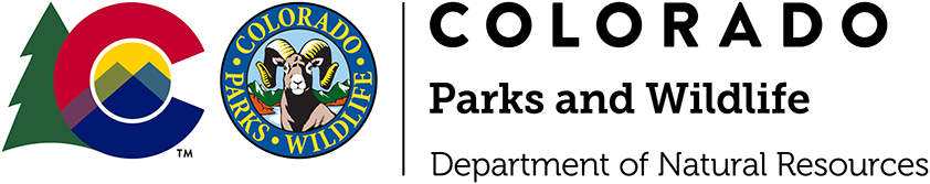 Colorado Parks and Wildlife and Colorado state logos horizontally in line