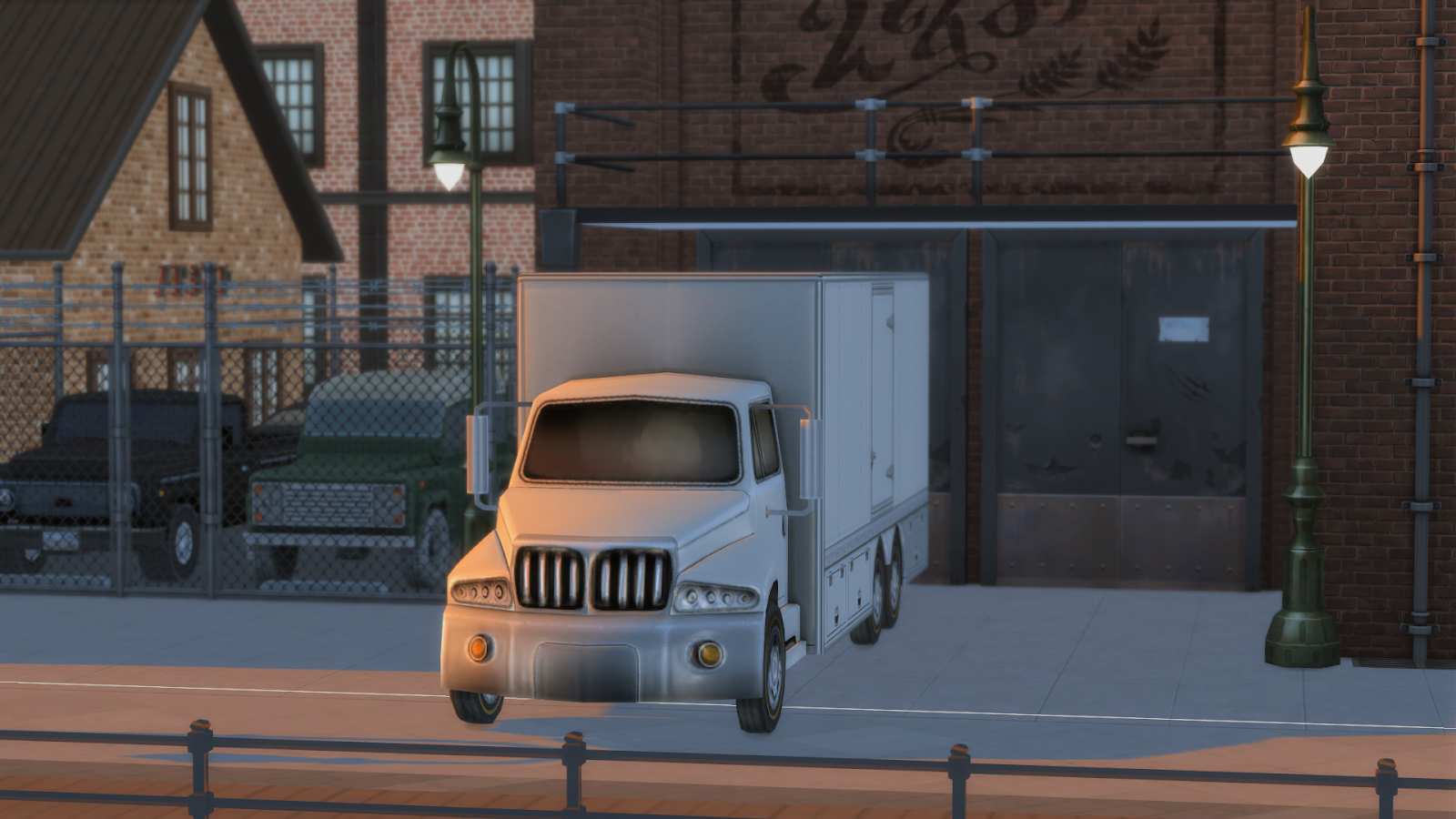 Lorry in front of a biscuit factory