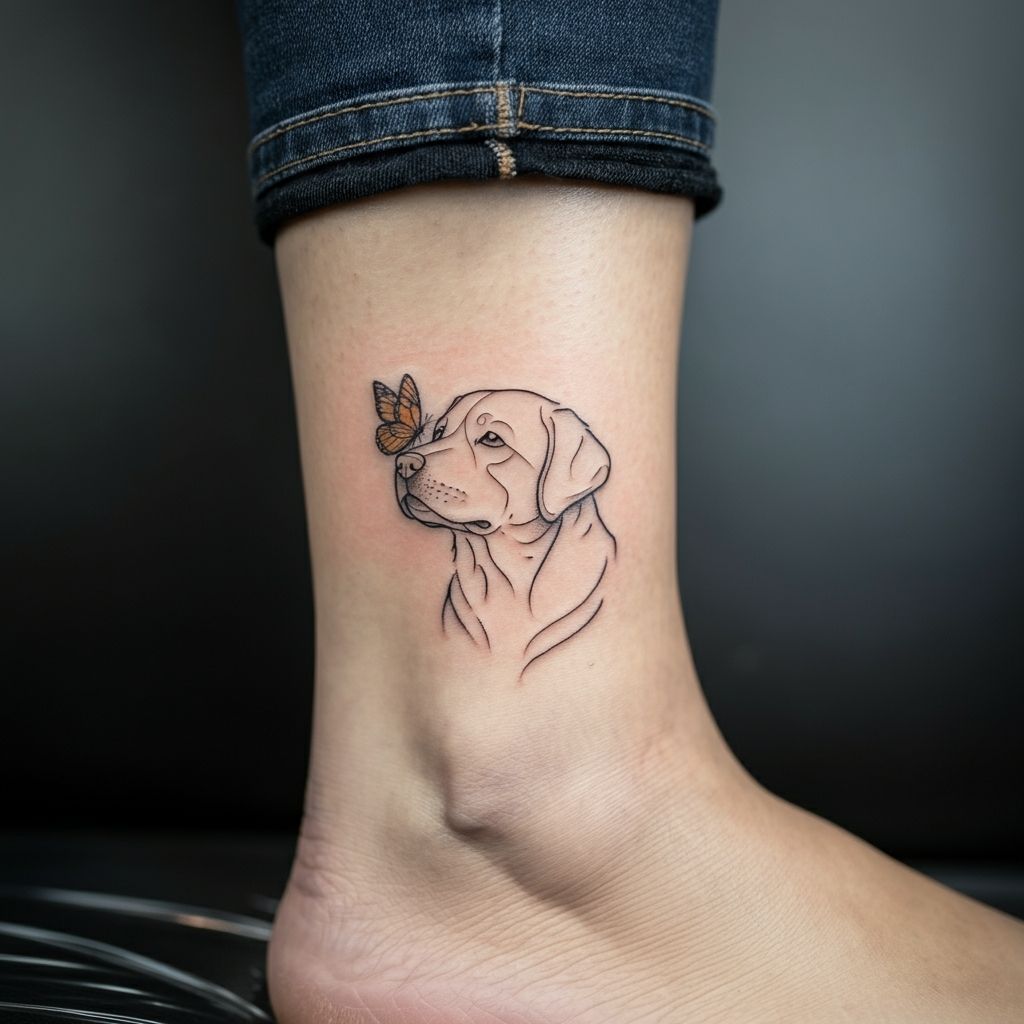 Labrador with a Butterfly Tattoo