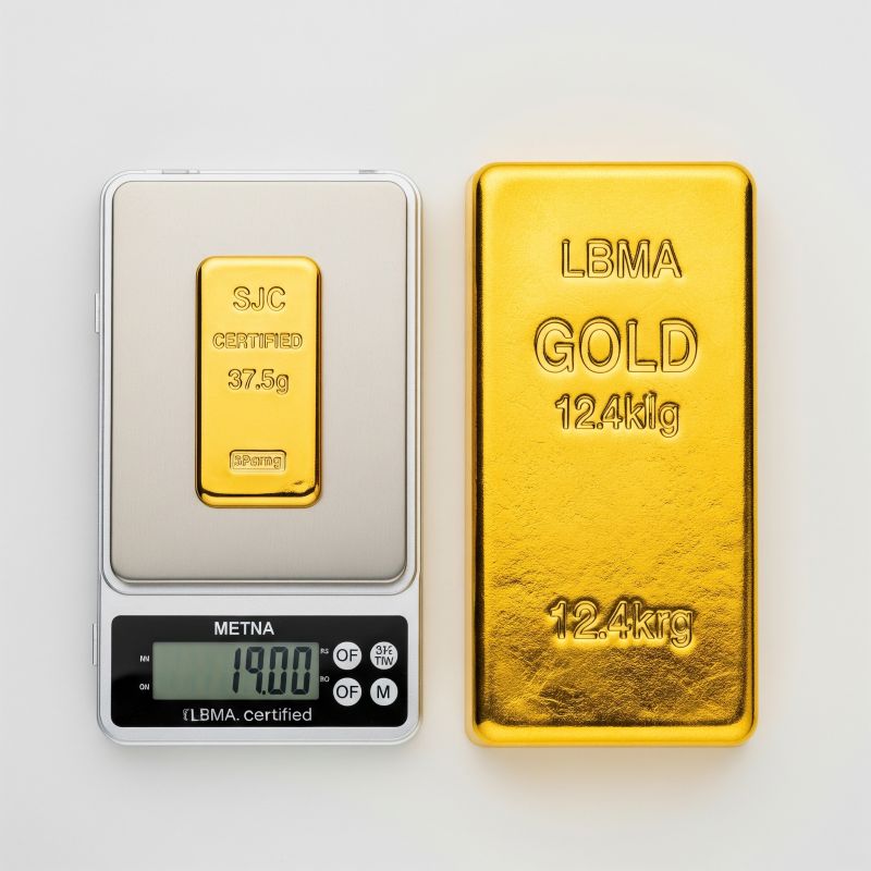 So sánh trực quan trọng lượng thỏi vàng SJC và LBMA