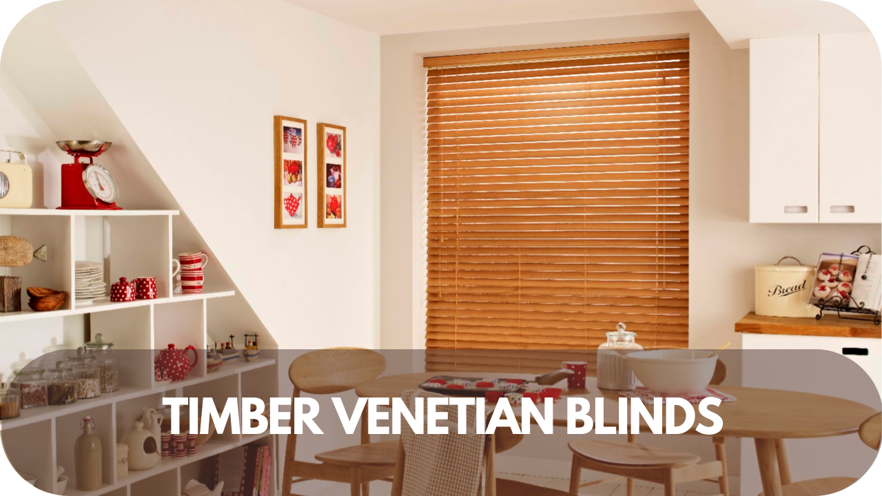 Elegant timber Venetian blinds adding warmth and style to any room.