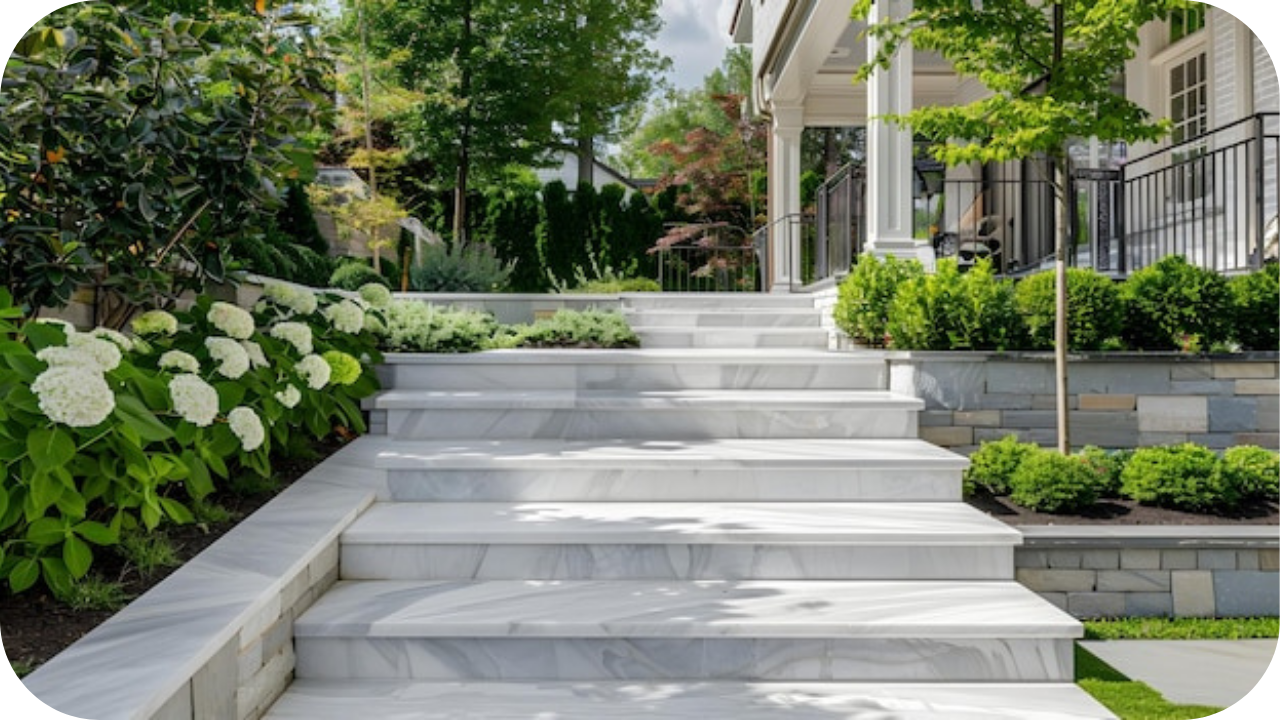 Marble Steps for Multi-Level Gardens