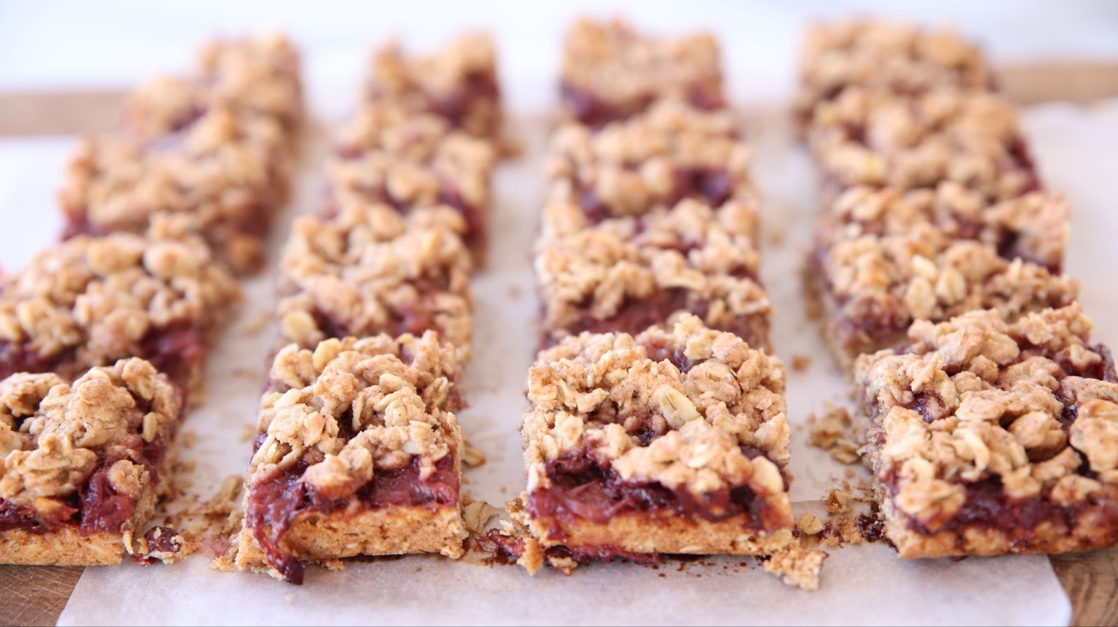 Sliced oatmeal jam bars. 