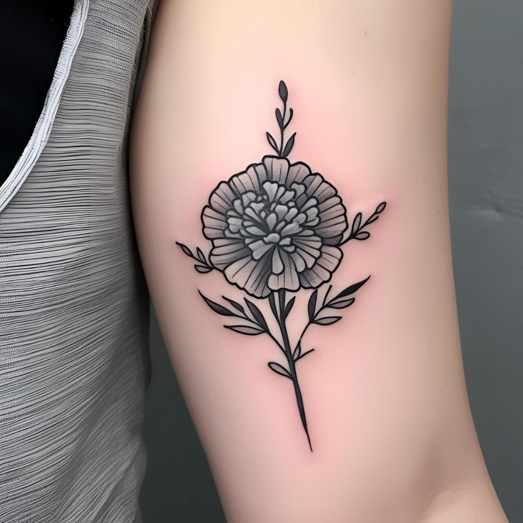 Black and Grey Carnation Tattoo