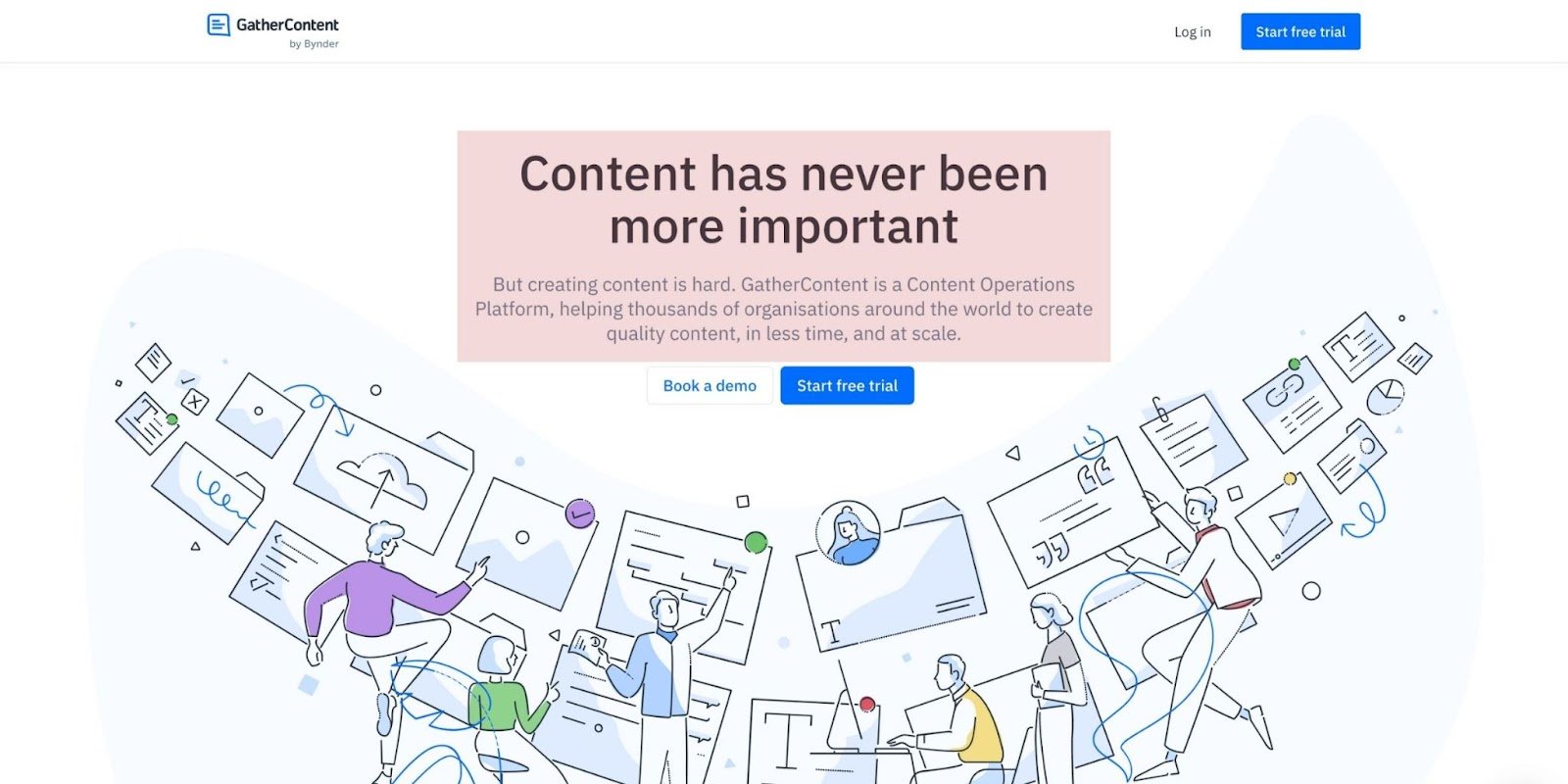 GatherContent landing page copy