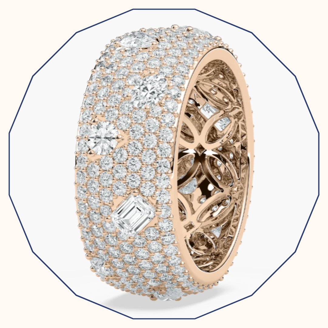 Stunning wedding ring for a Indian wedding in rose gold and diamonds.