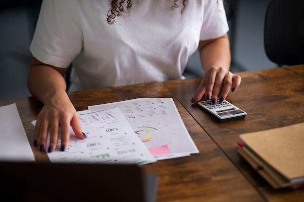 woman working as economist high angle, Picture