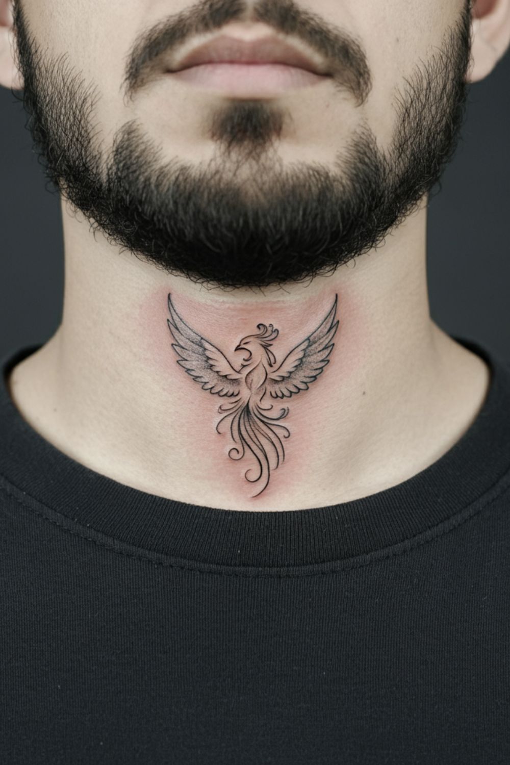 Phoenix Throat Tattoo