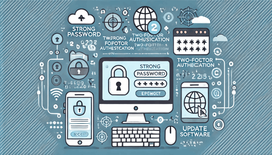 How to protect personal data online using strong passwords, two-factor authentication, and software updates.