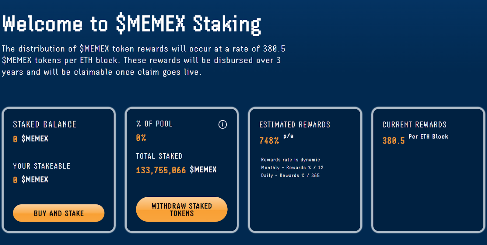 $MEMEX token staking