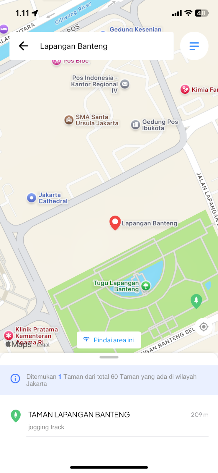 Peta Taman Lapangan Banteng 
