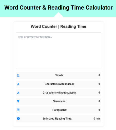 Word & Reading Time Counter Tool