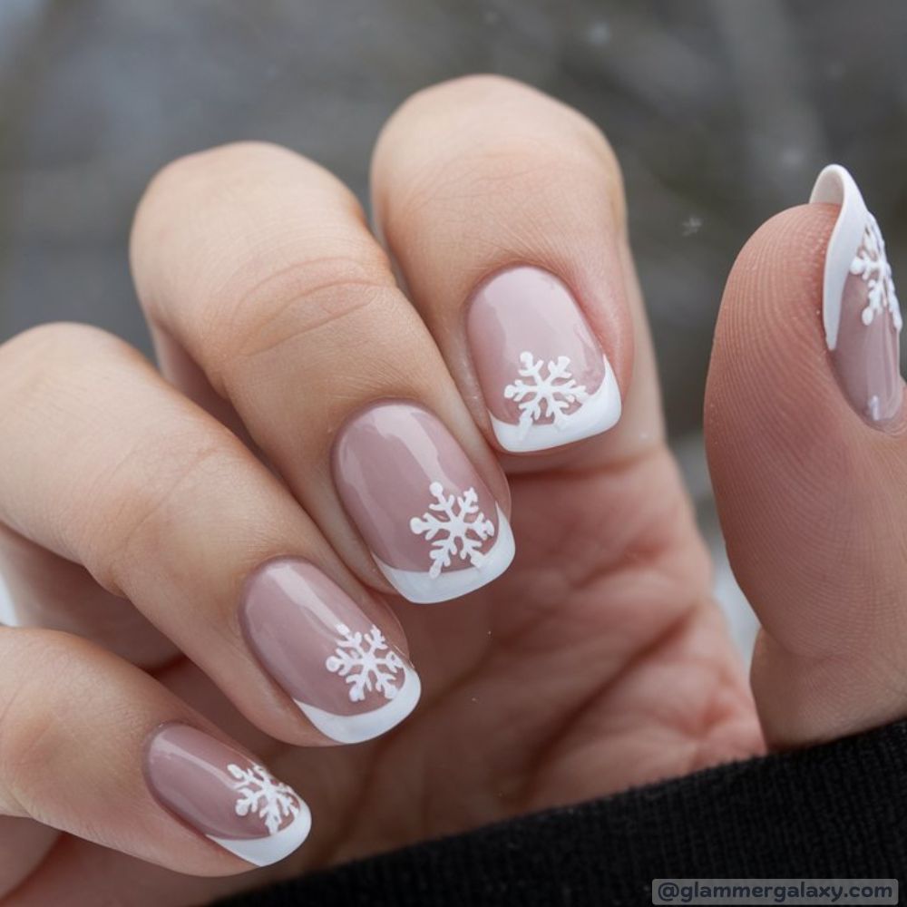 French Tip Christmas Nails having White Tip French Nails
