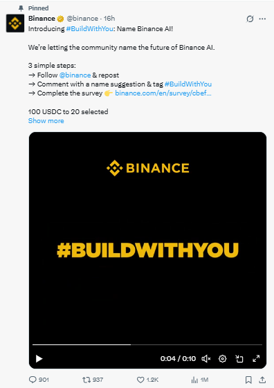 Binance BuildWithYou Campaign, AI का नाम सुझाएं प्राइज कमाएं 