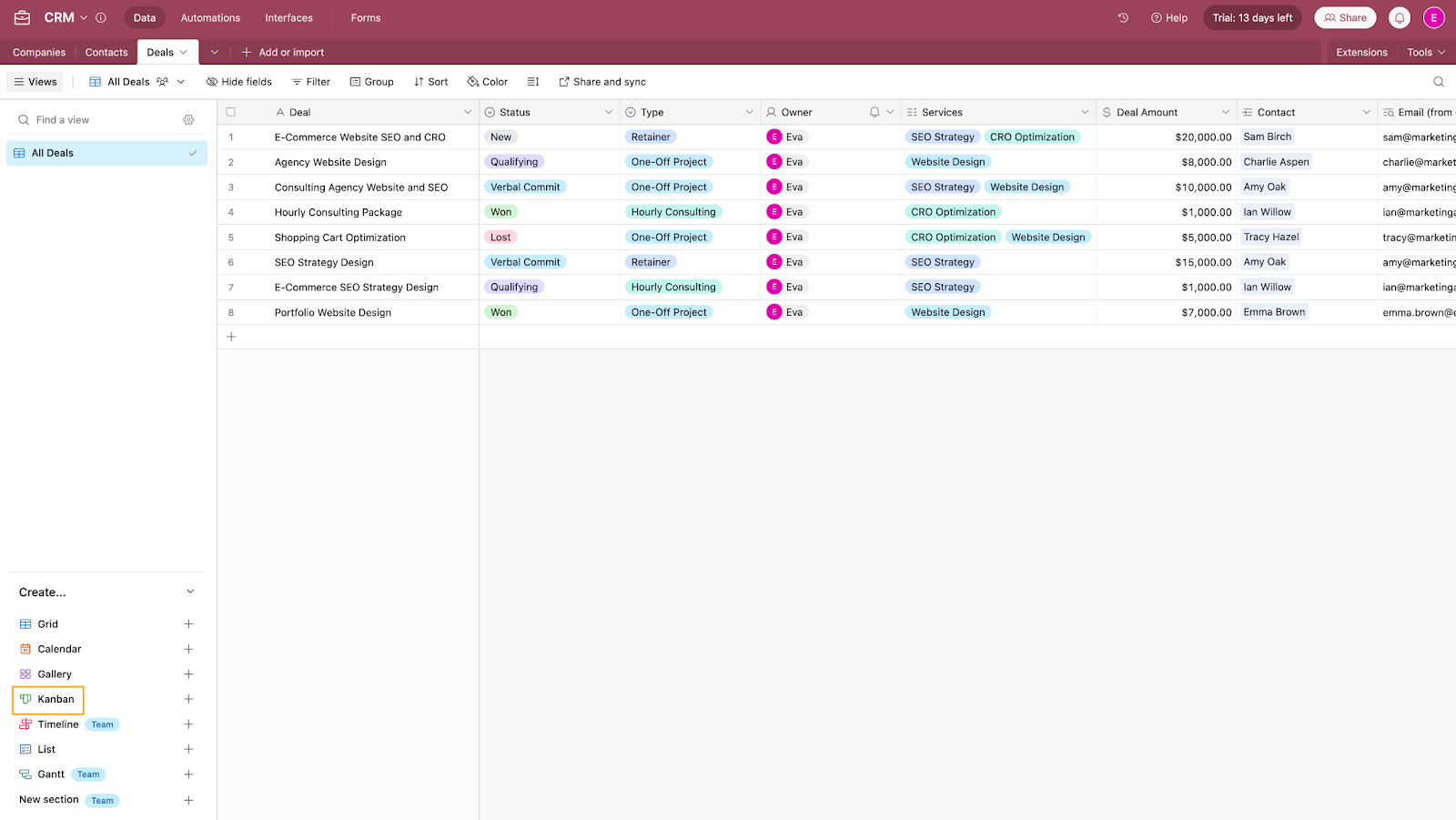 Airtable Basics: Build a simple CRM to store client data