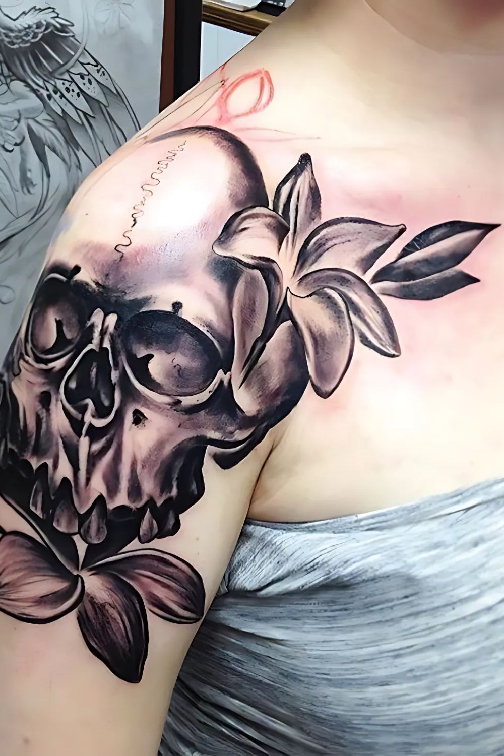 Traditional Front Shoulder Tattoo