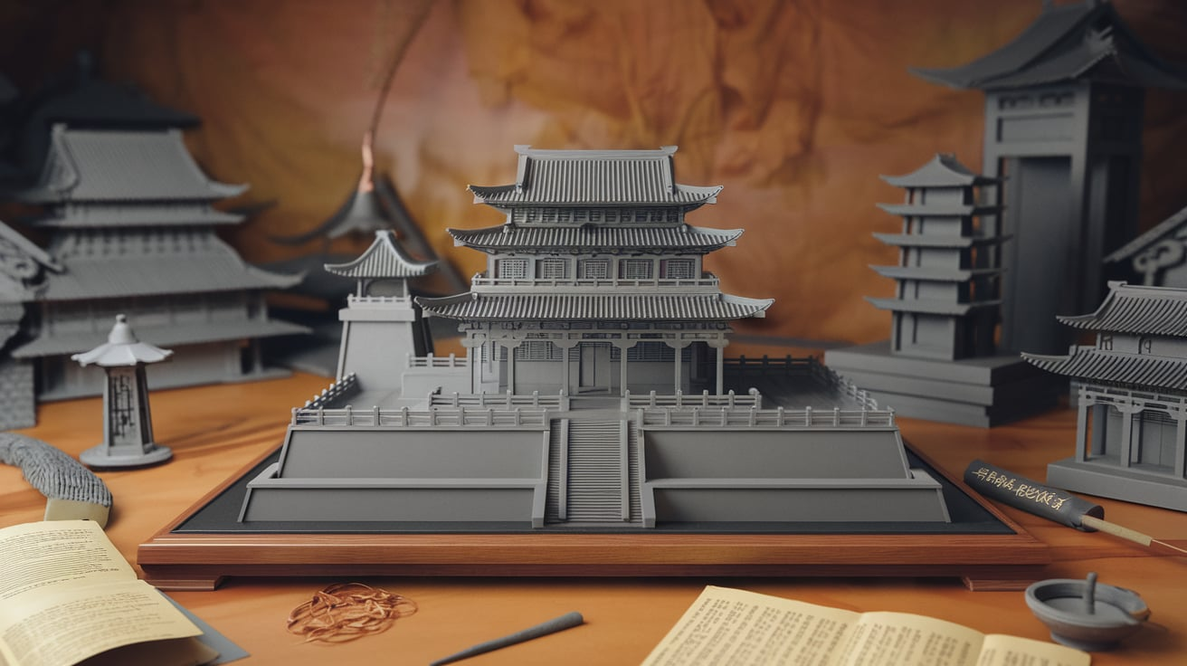 Shaolin Temple 3D Model Front View
