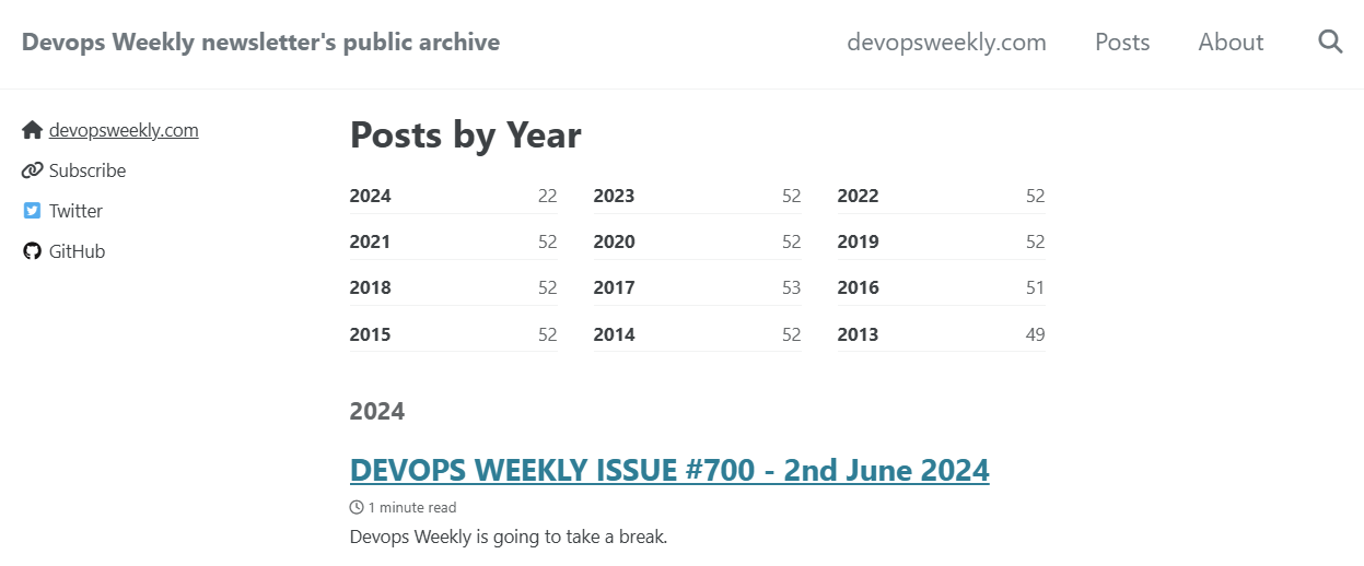 Screenshot of DevOps Weekly. 