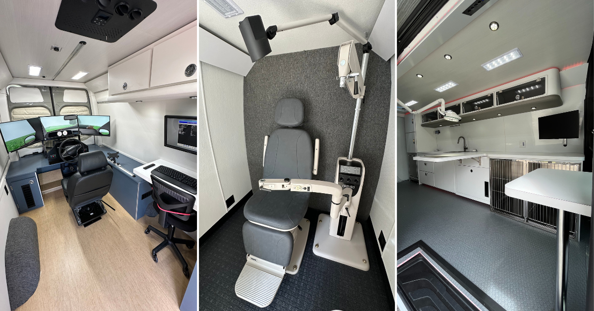 3 different layout of a mobile conversion van