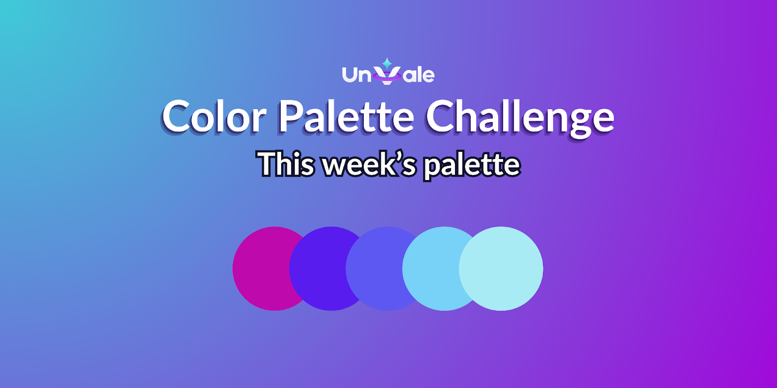 Color palette challenge: a cool color palette. From left to right there's a magenta, blue violet, a darker periwinkle, light blue and ice blue.