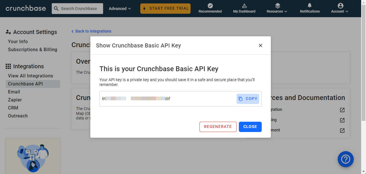 Getting access to Crunchbase API and the API key