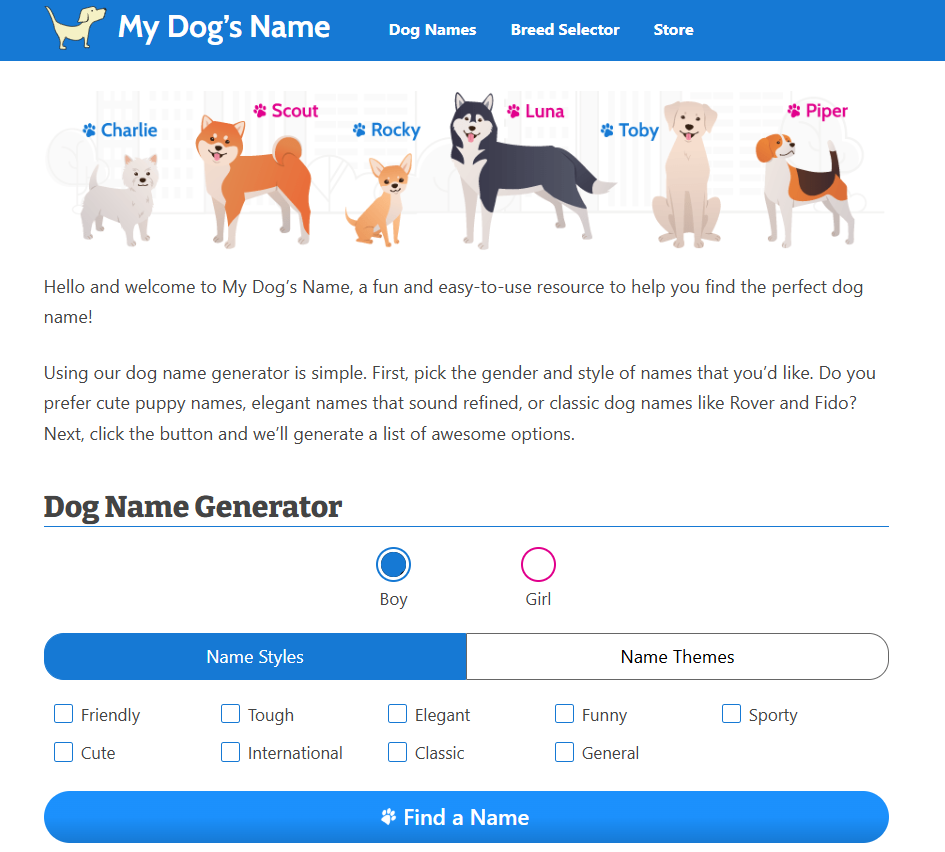 My Dog’s Name - Name Your Dog by Personalities