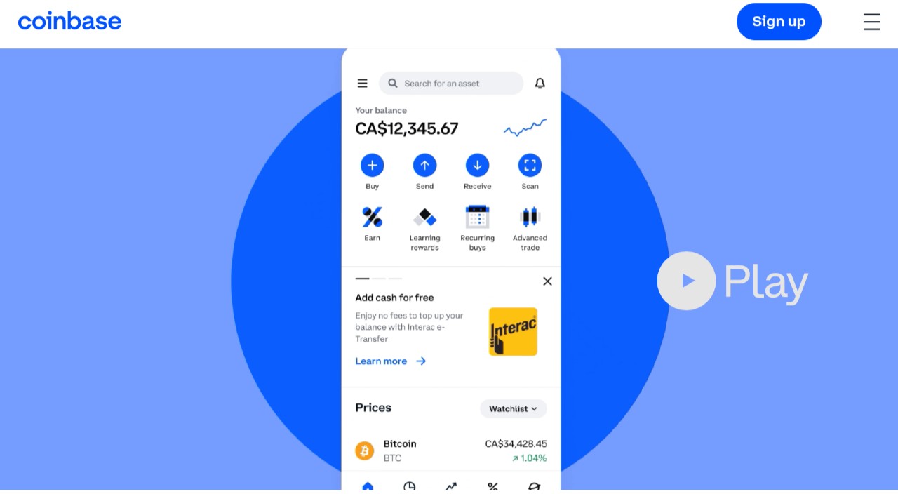  Coinbase homepage