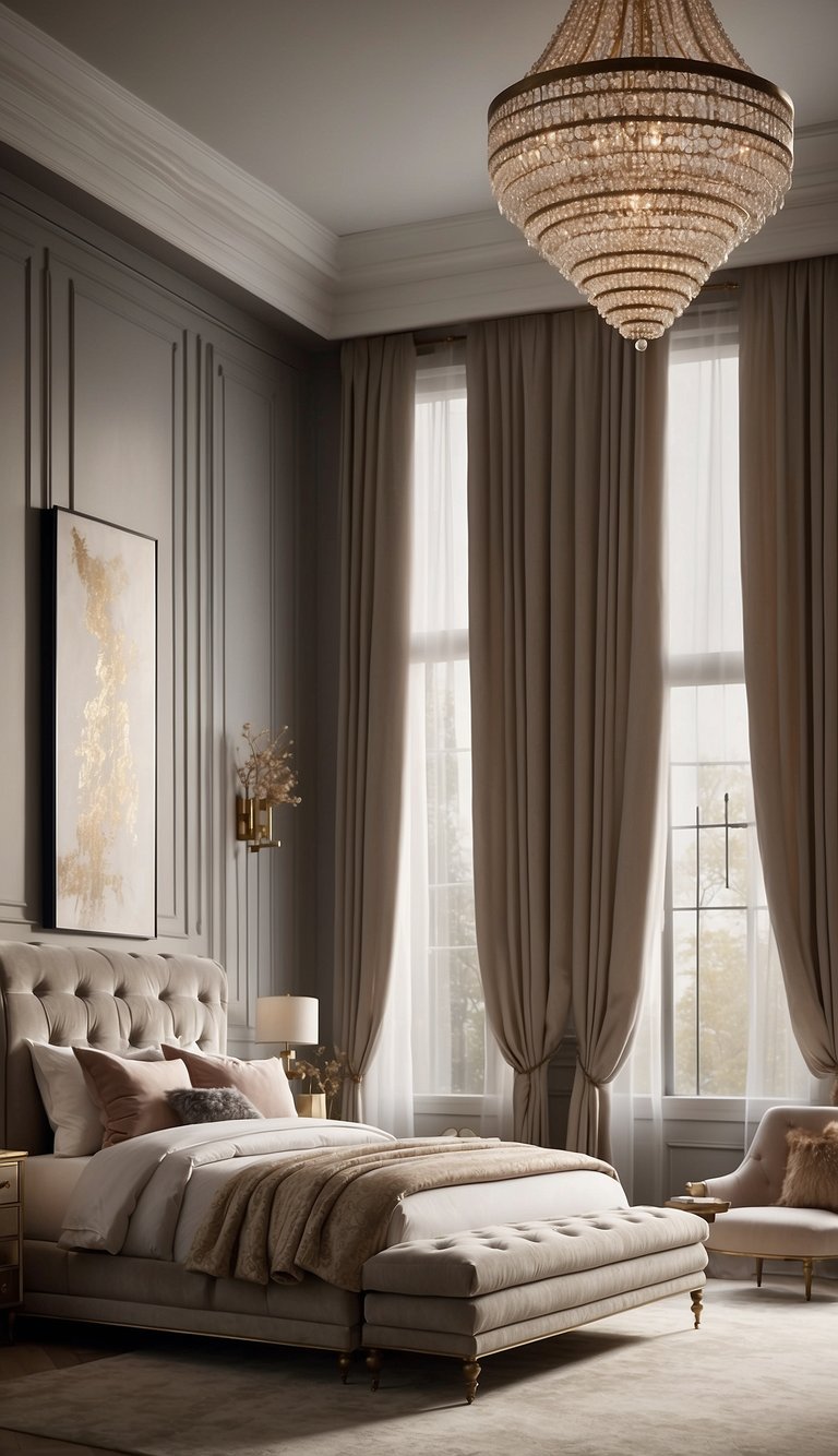 A luxurious kids' bedroom featuring Restoration Hardware's French Panel Bed 23, with elegant and ornate details, surrounded by opulent and stylish decor