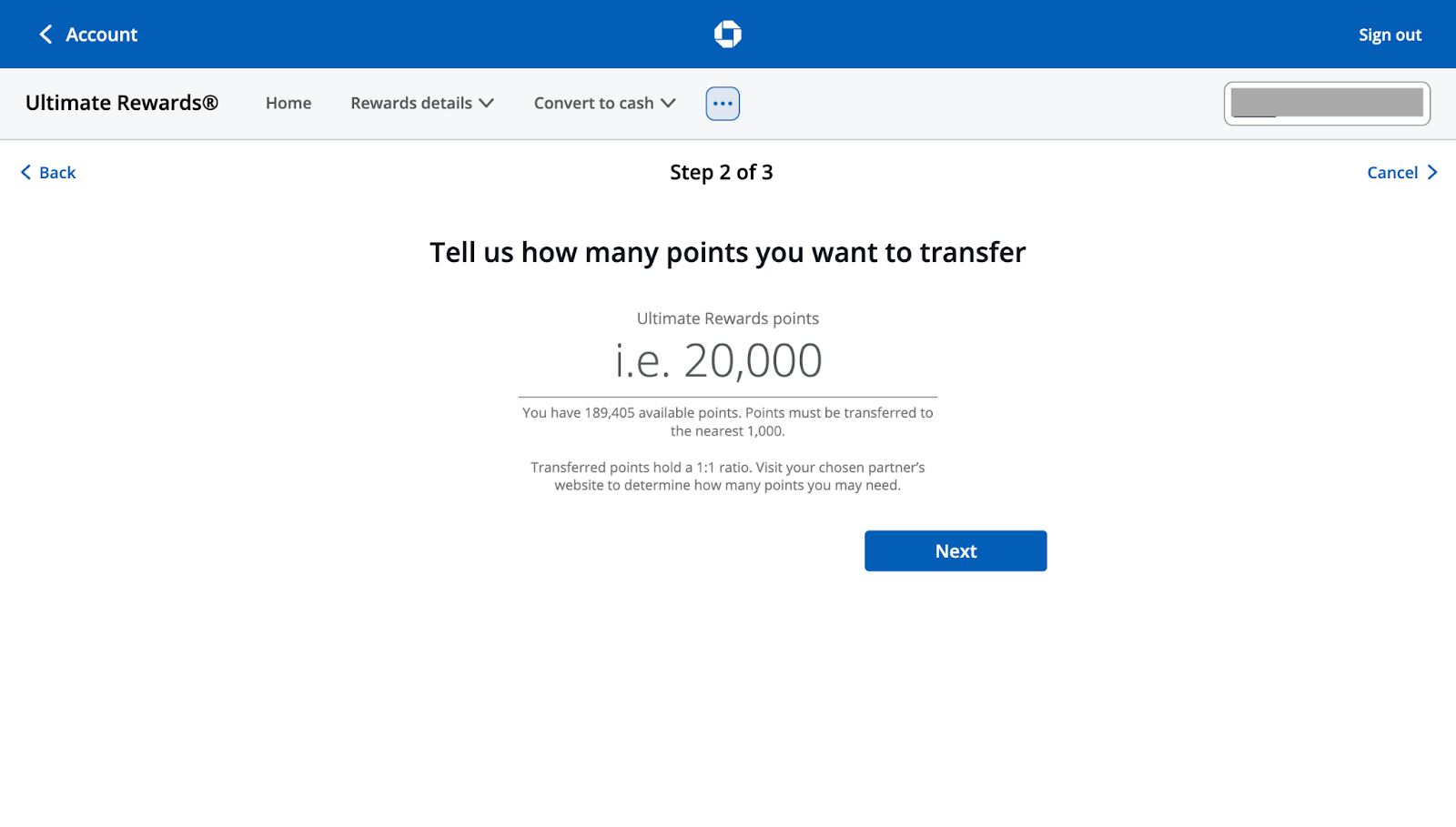 entering transfer amount